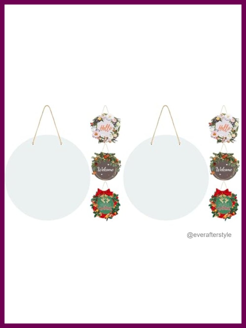 Sublimation 12 Inch DIY Door Decor Blank Wooden Hanger Welcome Wreath Sign